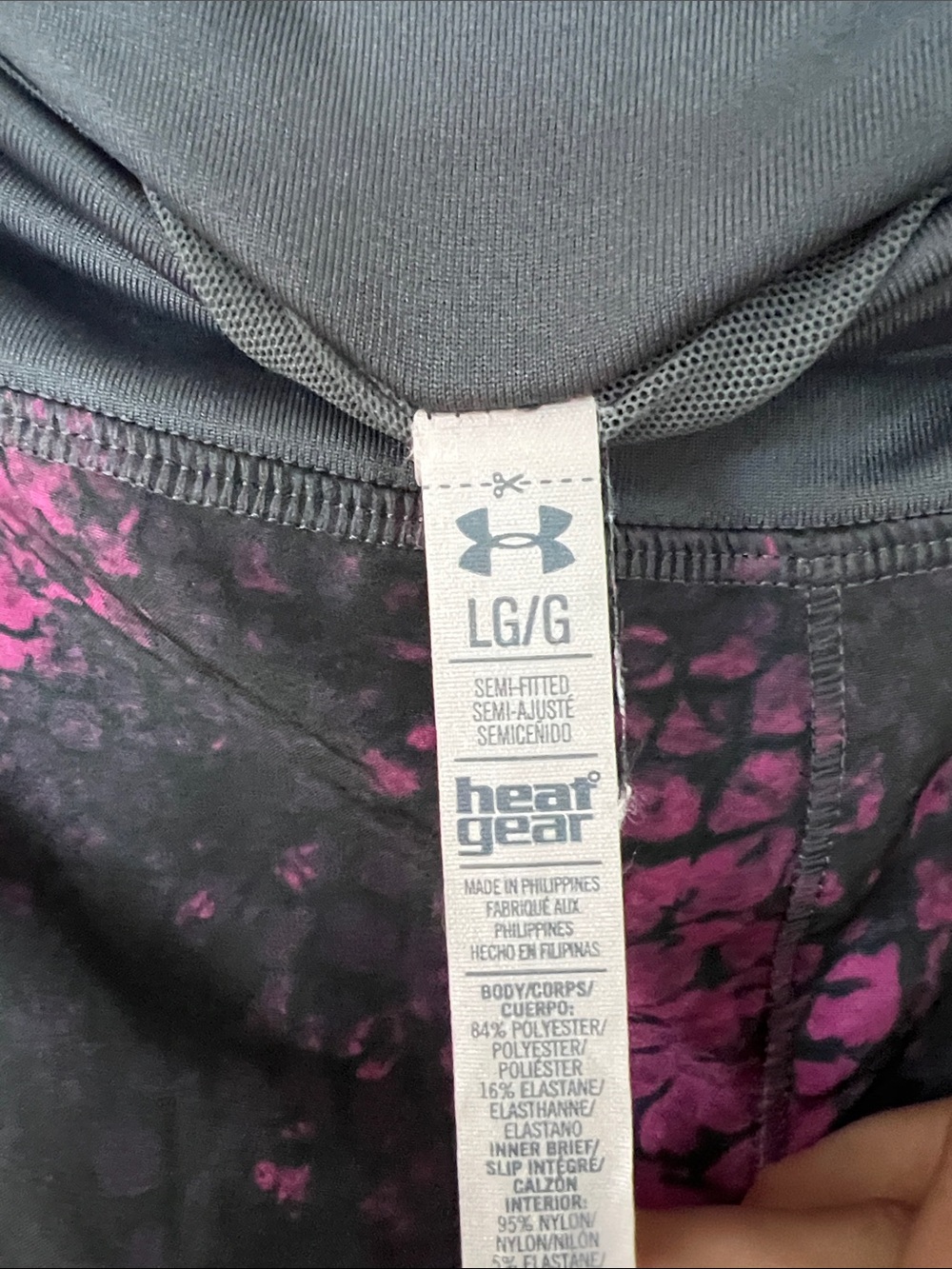 Under Armour Women's Black & Magenta Patterned Athletic Shorts - Picture 2 of 3